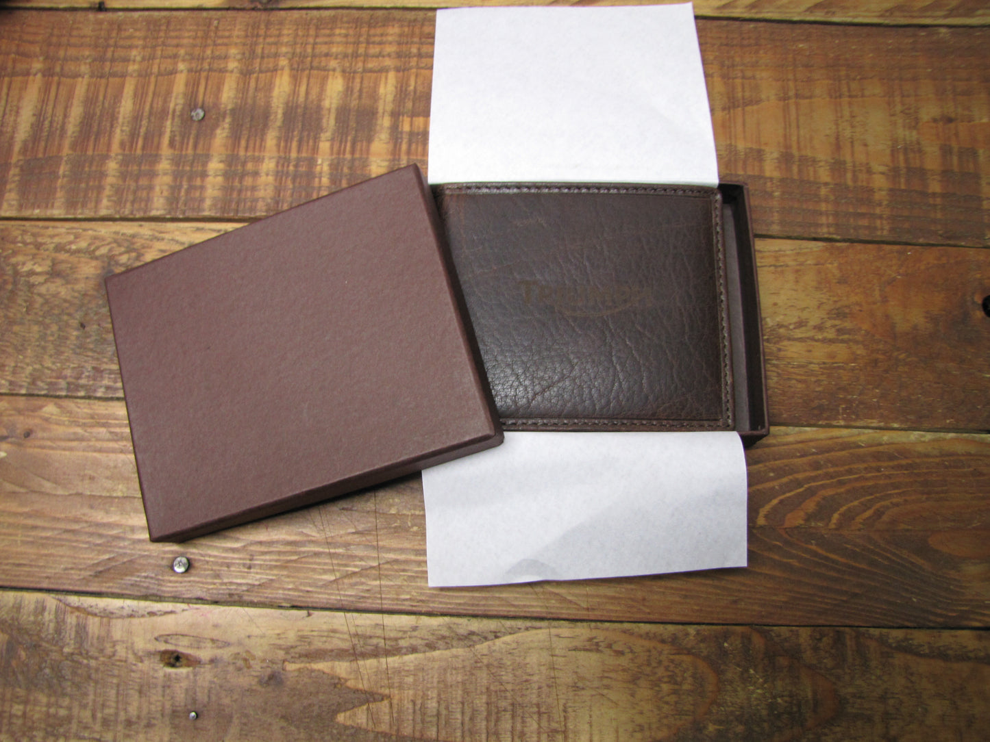 Personalised Brown Leather Wallet Gift Boxed