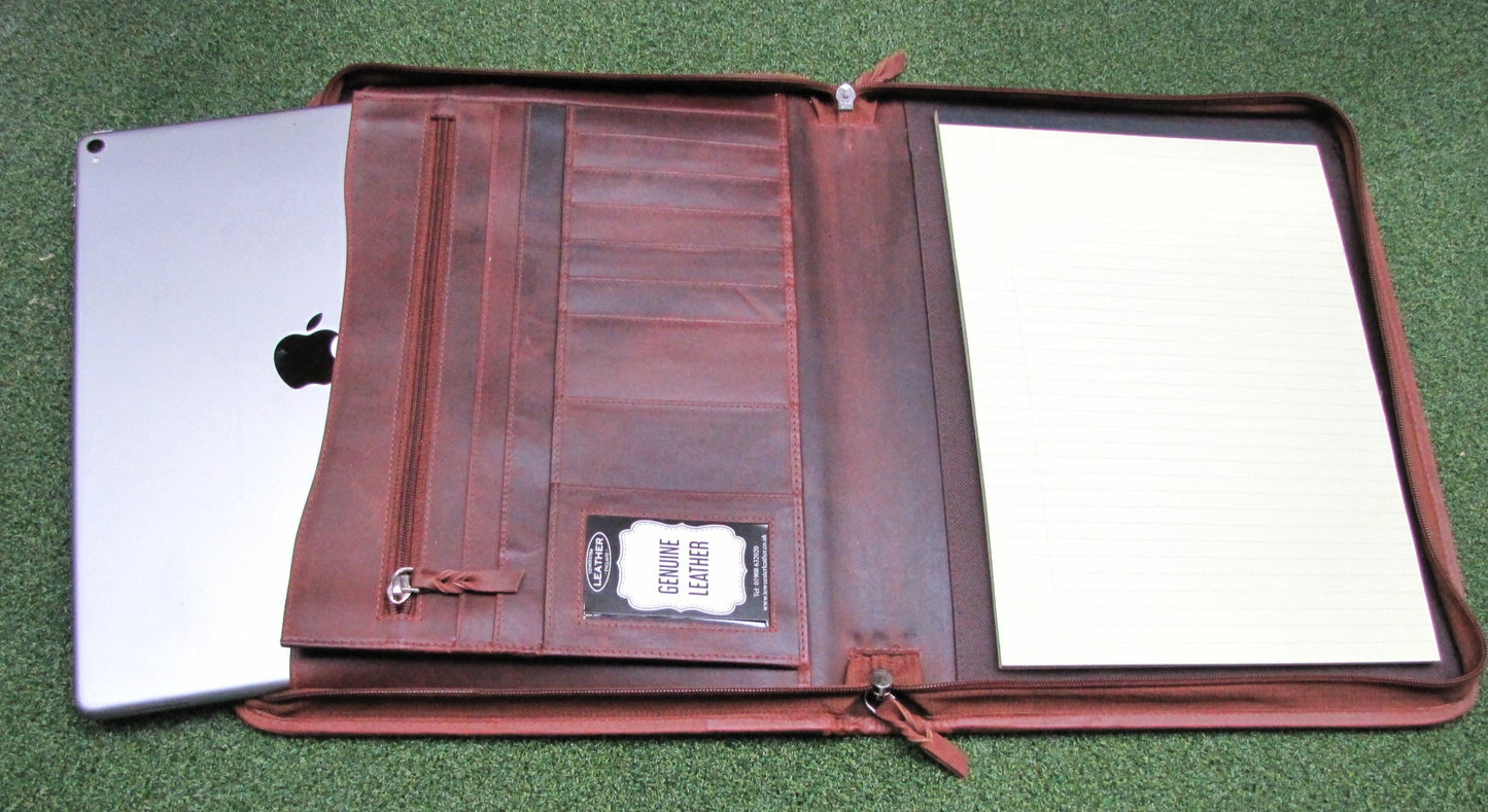 A4 Folder Personalised Leather Leaving Gift Name and Message PA100-BRN-LG