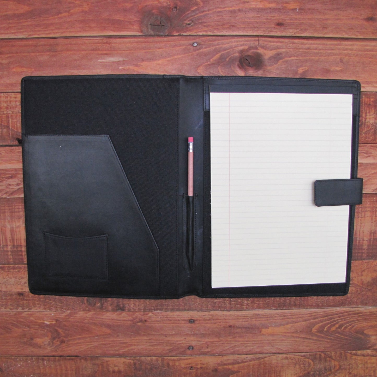 A4 Folder Personalised Leather Leaving Gift Name (Black)