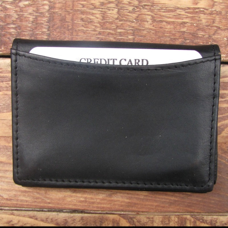 Black Leather Oyster/Travel License ID Card Wallet