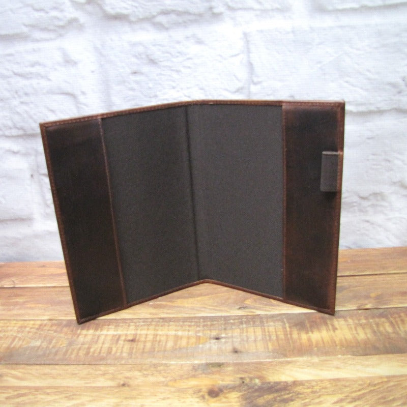 Brown real Leather A5 diary notebook cover option to personalise with name logo