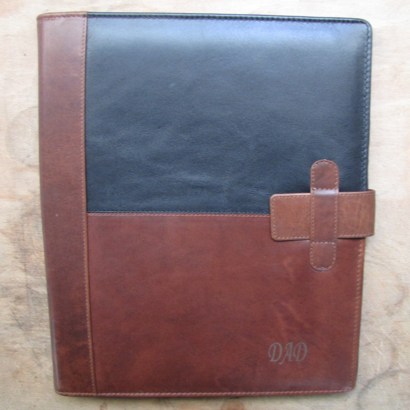 Executive Leather A4 Folder Organiser Portfolio IT124-BLK&TAN
