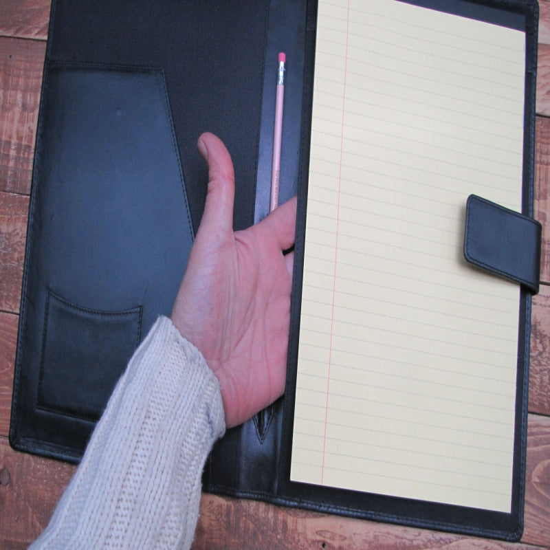 A4 Folder Personalised Leather Leaving Gift Name (Black)