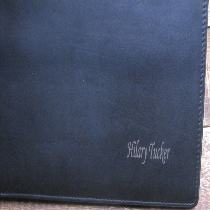 A4 Folder Personalised Leather Leaving Gift Name (Black)