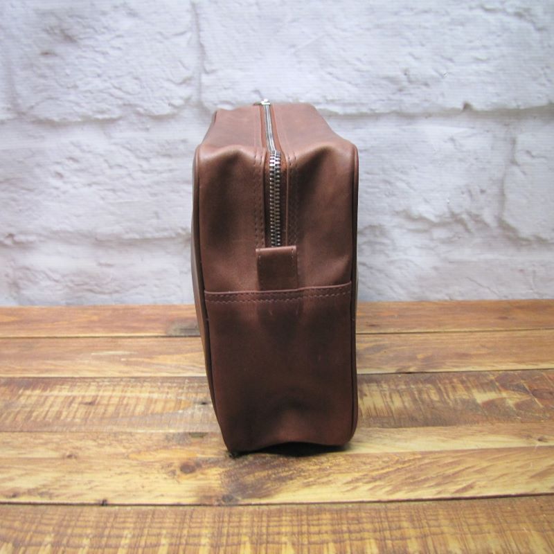 Brown Leather Large Wash Bag