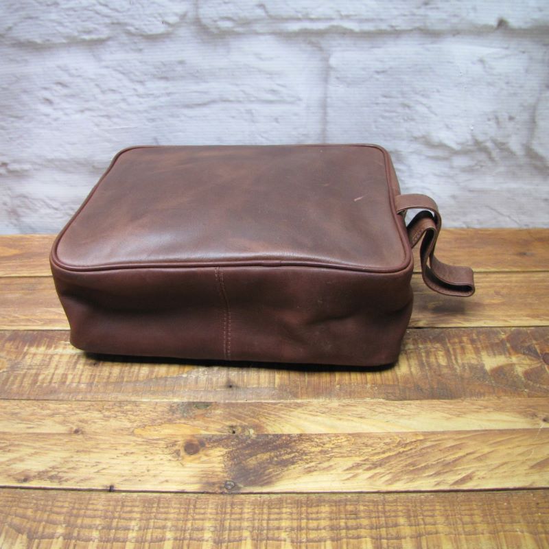 Brown Leather Large Wash Bag