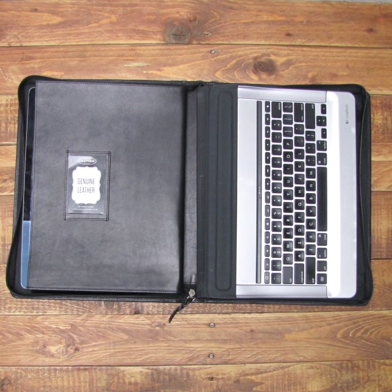 Ipad Pro Case black Leather A4 Folder Organiser Portfolio IT08