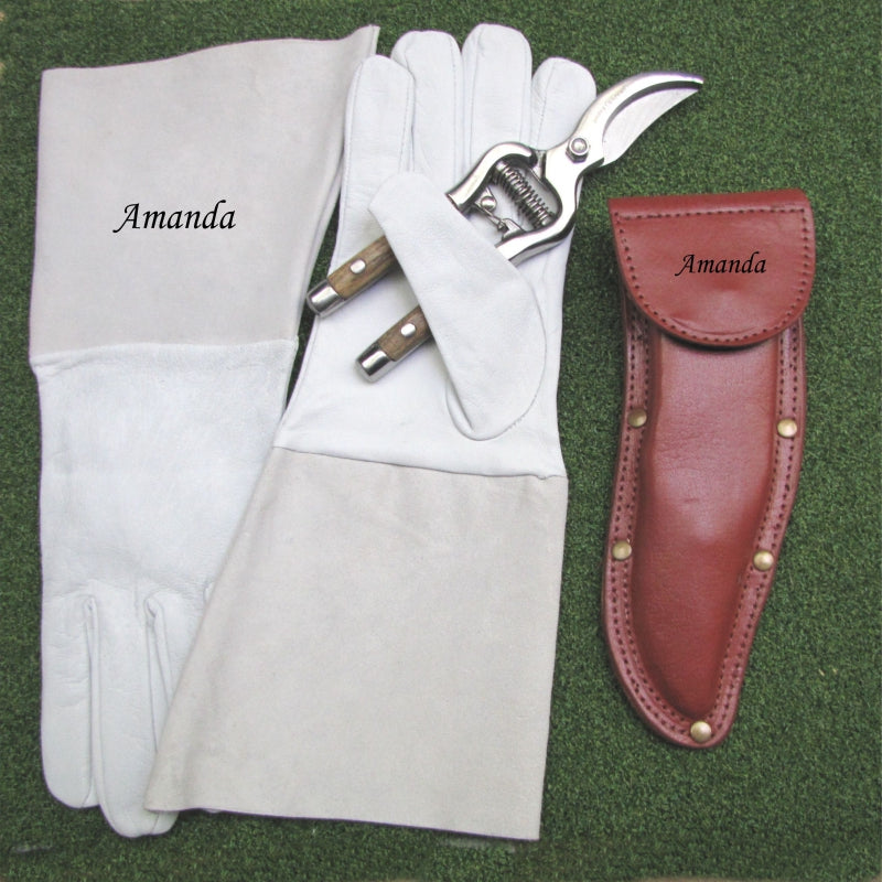 Gardening Gloves & Secatures with Holster - Gift Boxed & Personalised
