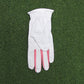 Ladies Bowls Glove, Gabretta White Leather with Pink