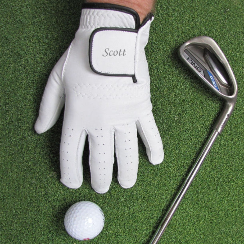 Mens Golf Glove, Gabretta White Leather Left or Right Handed