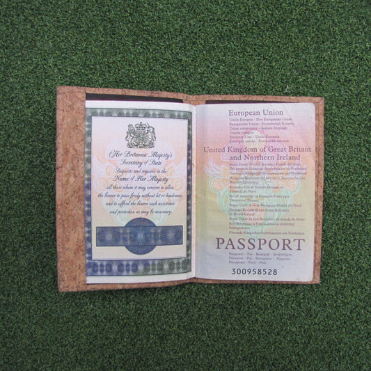 Cork Material Passport Holder Option to Personalise