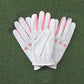 3 X Ladies Bowling Glove, Gabretta White Leather with Pink Left or Right Hand