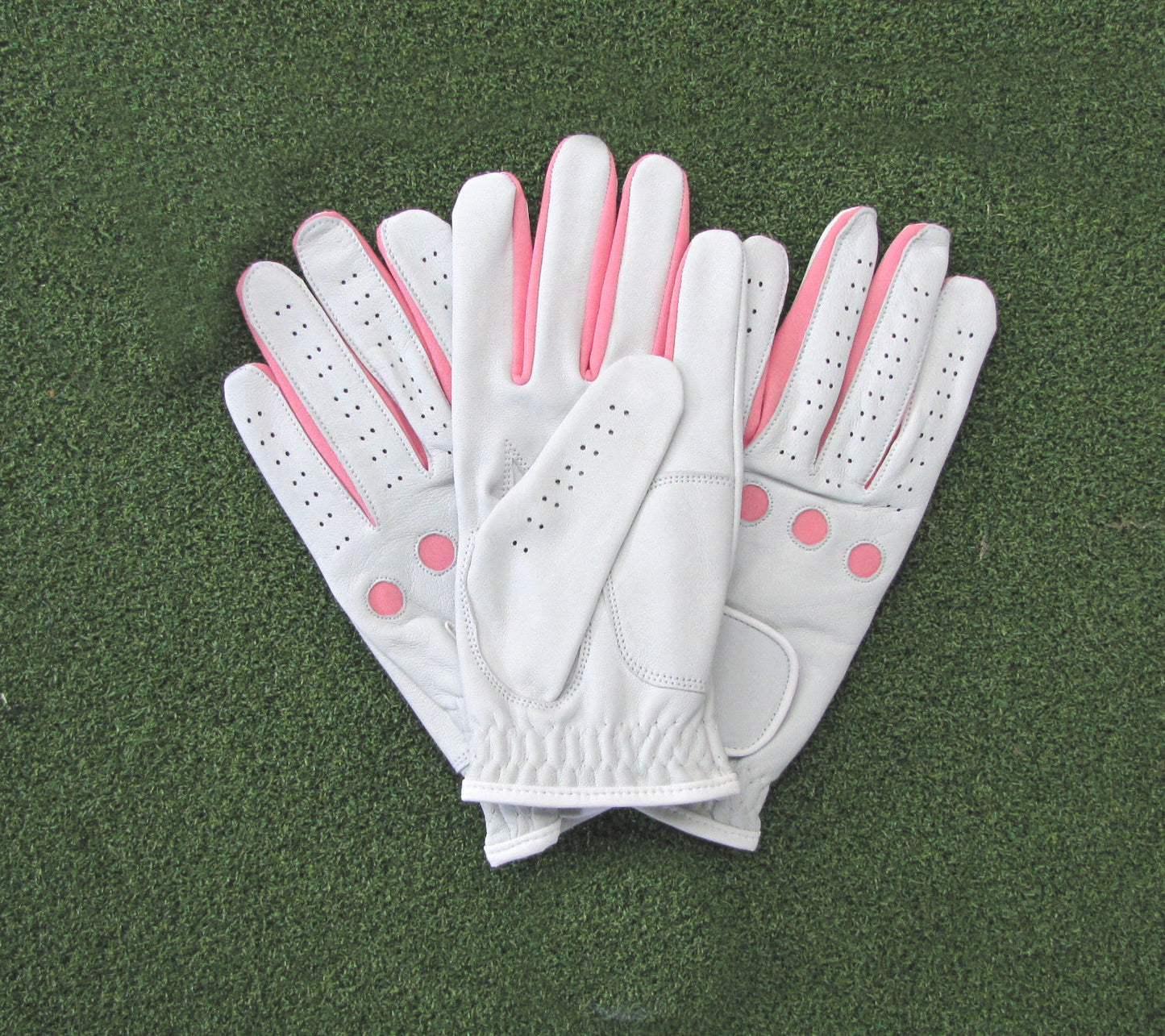 3 X Ladies Bowling Glove, Gabretta White Leather with Pink Left or Right Hand