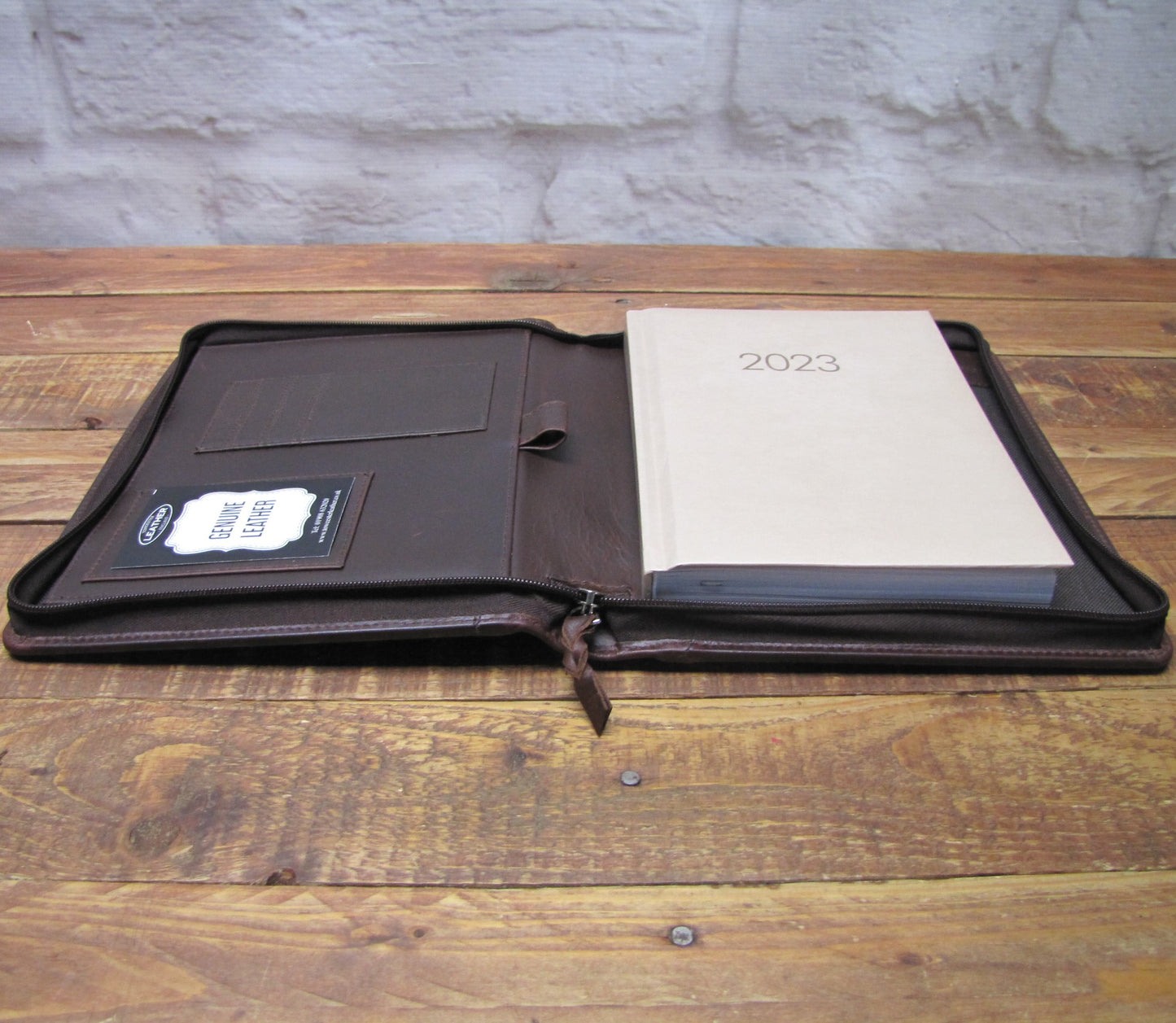 Brown Leather A5 Folder Organiser Portfolio Diary Holder H0039-Brn