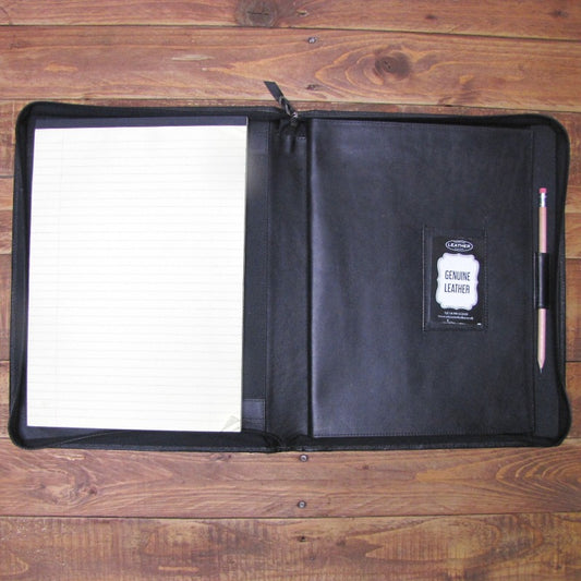 Left Hand Black Leather A4 Folder Organiser Portfolio 4 Ring Organiser
