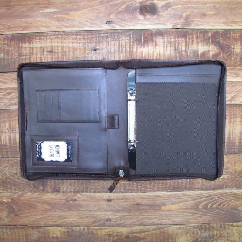 Brown Leather A5 Folder Organiser Portfolio Diary Holder H0039-Brn