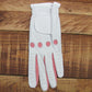 3 X Ladies Bowling Glove, Gabretta White Leather with Pink Left or Right Hand